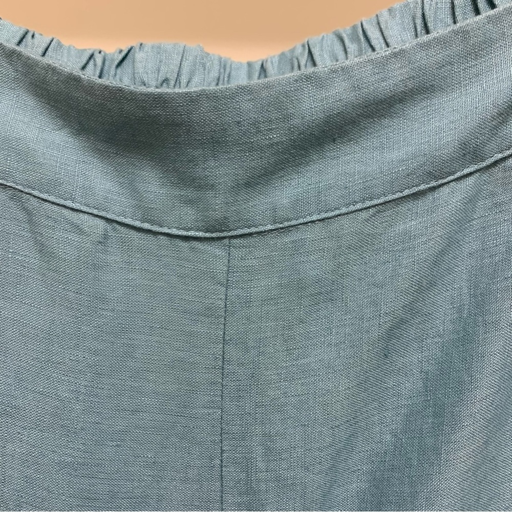 ELIE TAHARI Lesley Coastal 100% Linen Eyelet Wide-Leg Pants US 12/14 - Picture 5 of 8